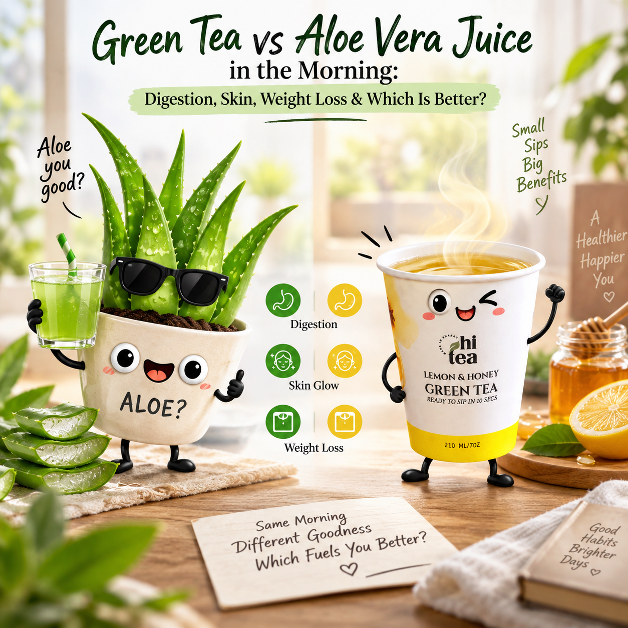 
          Green Tea vs Aloe Vera Juice in the Morning: Digestion, Skin, Weight Loss & Which Is Better?
        