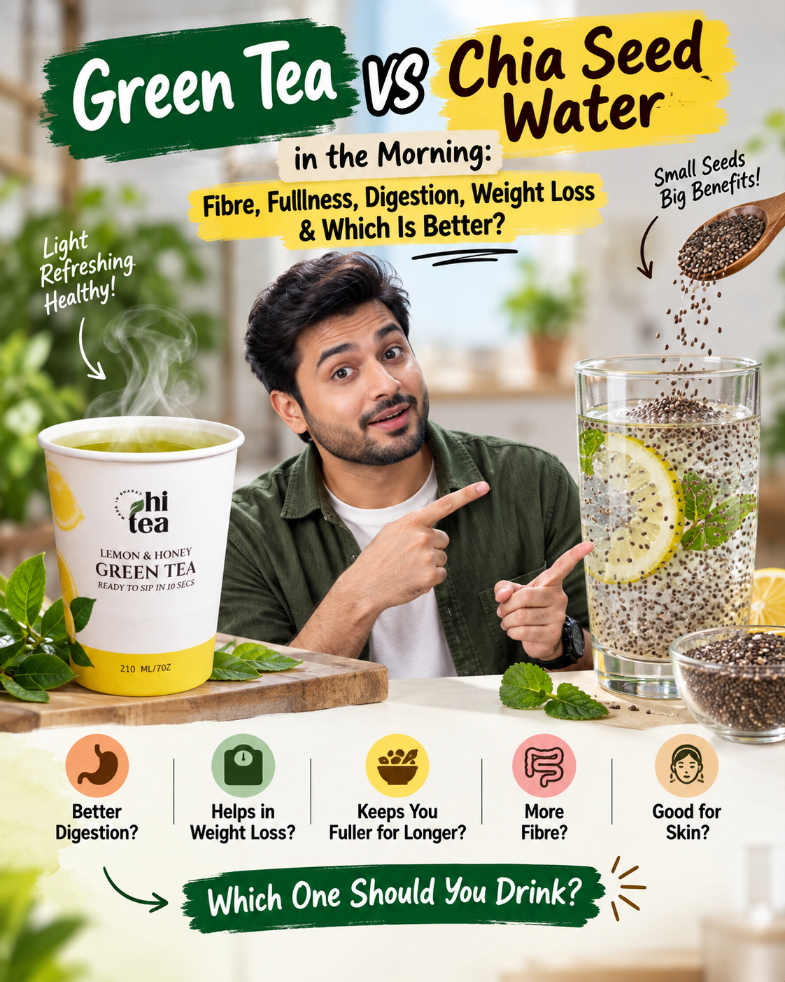 
          Green Tea vs Chia Seed Water in the Morning: Fibre, Fullness, Digestion, Weight Loss & Which Is Better?
        