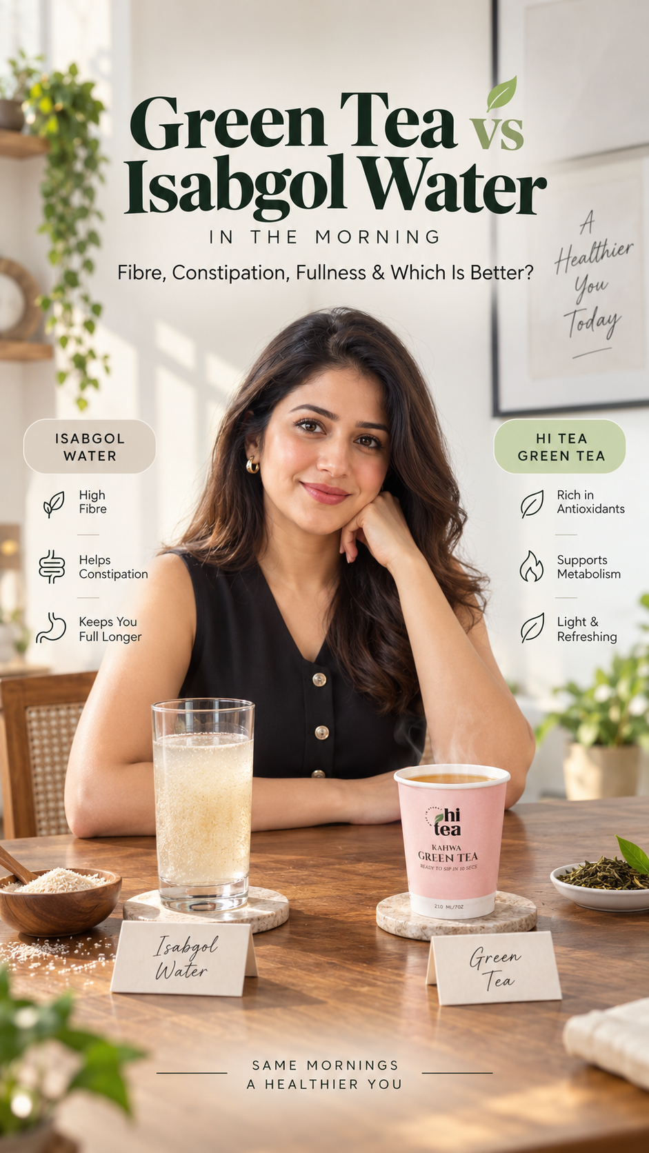 
          Green Tea vs Isabgol Water in the Morning: Fibre, Constipation, Fullness & Which Is Better?
        