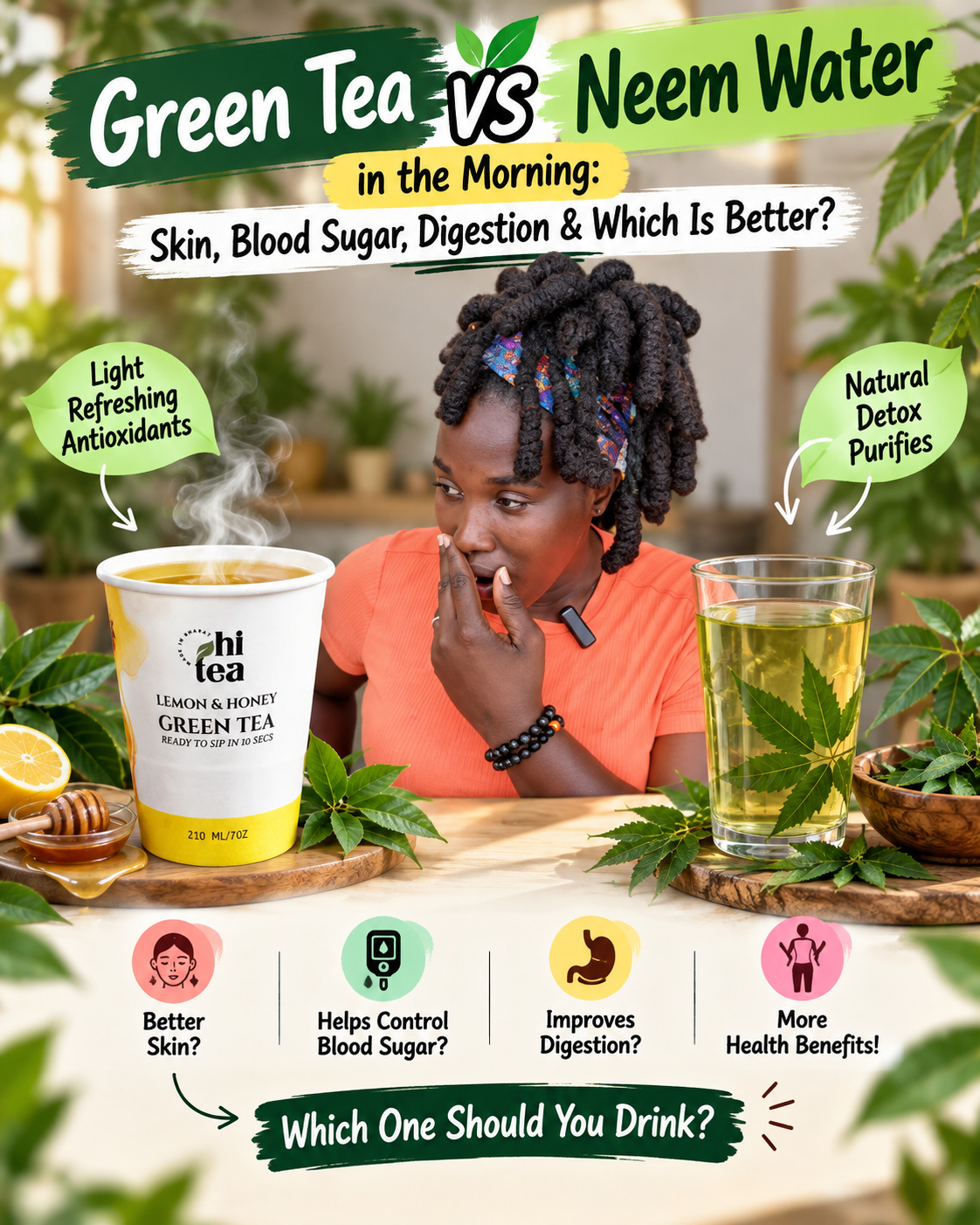 
          Green Tea vs Neem Water in the Morning: Skin, Blood Sugar, Digestion & Which Is Better?
        
