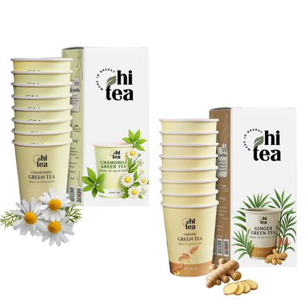 Chamomile Green Tea & Ginger Green Tea - Pack of 2 (16 Cups )