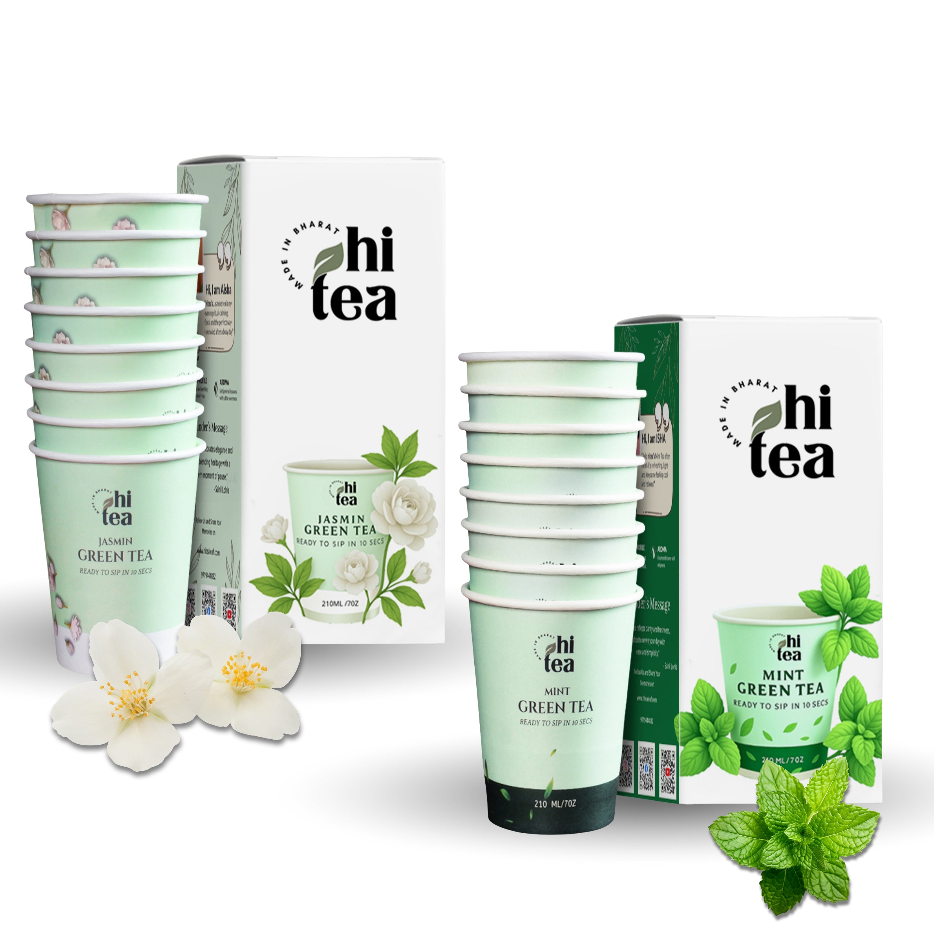 Jasmine Green Tea & Mint Green Tea - Pack of 2 (16 Cups )