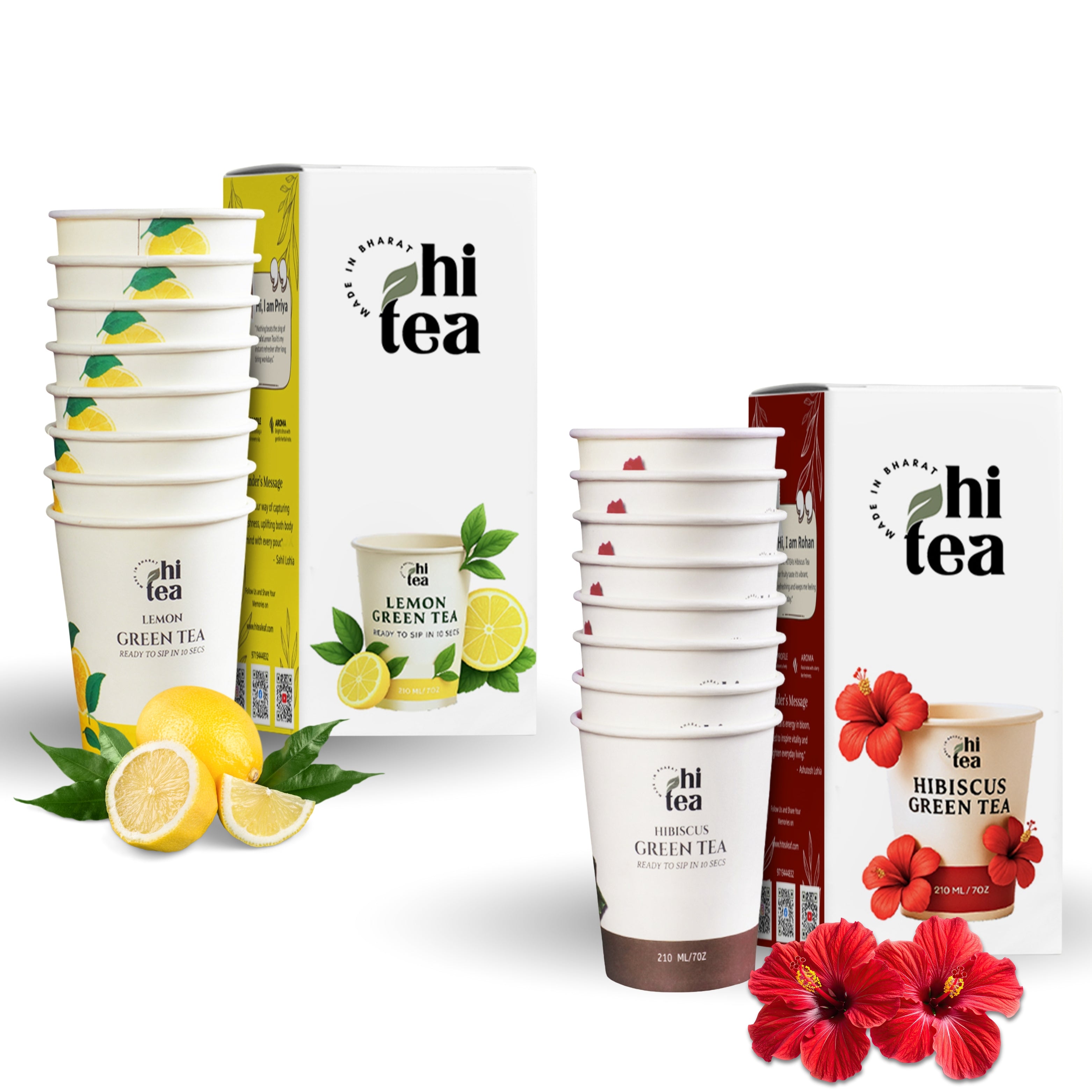 Lemon Green Tea & Hibiscus Green - Pack of 2 (16 Cups )