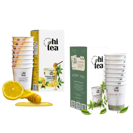 Lemon Honey & Classic Green Tea - Pack of 2 (16 Cups )