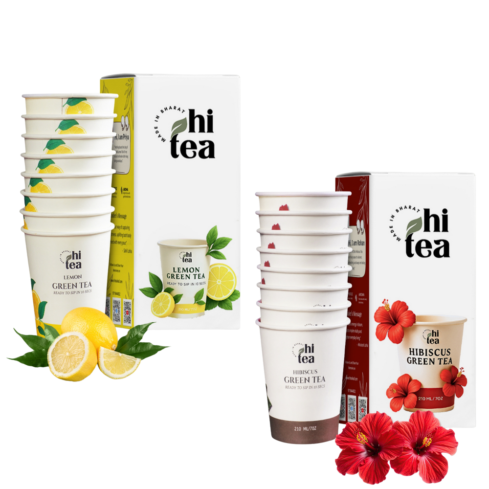 Lemon Green Tea & Hibiscus Green - Pack of 2 (16 Cups )