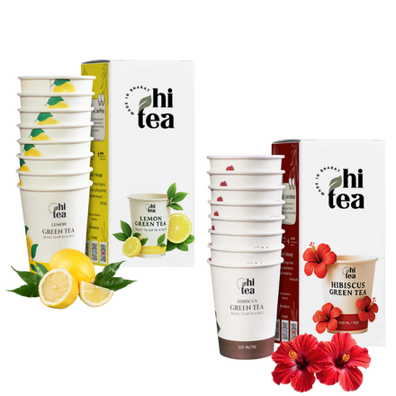 Lemon Green Tea & Hibiscus Green - Pack of 2 (16 Cups )