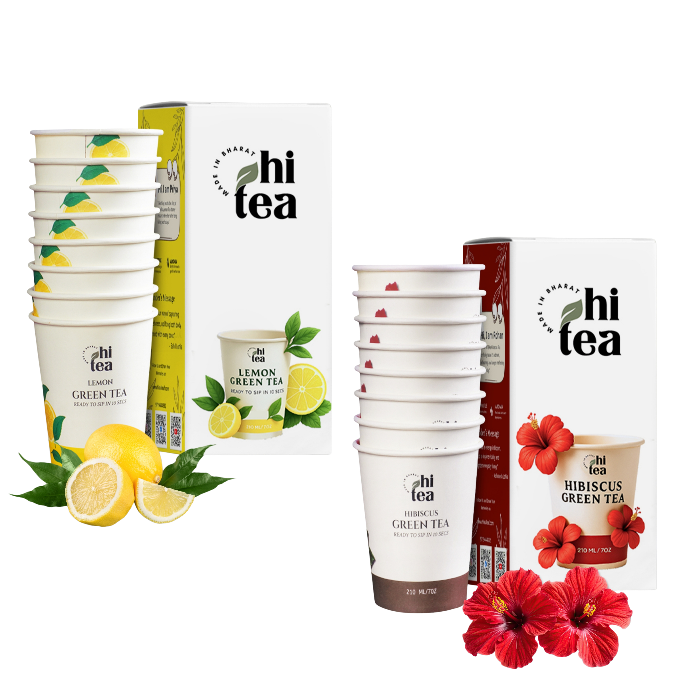 Lemon Green Tea & Hibiscus Green - Pack of 2 (16 Cups )