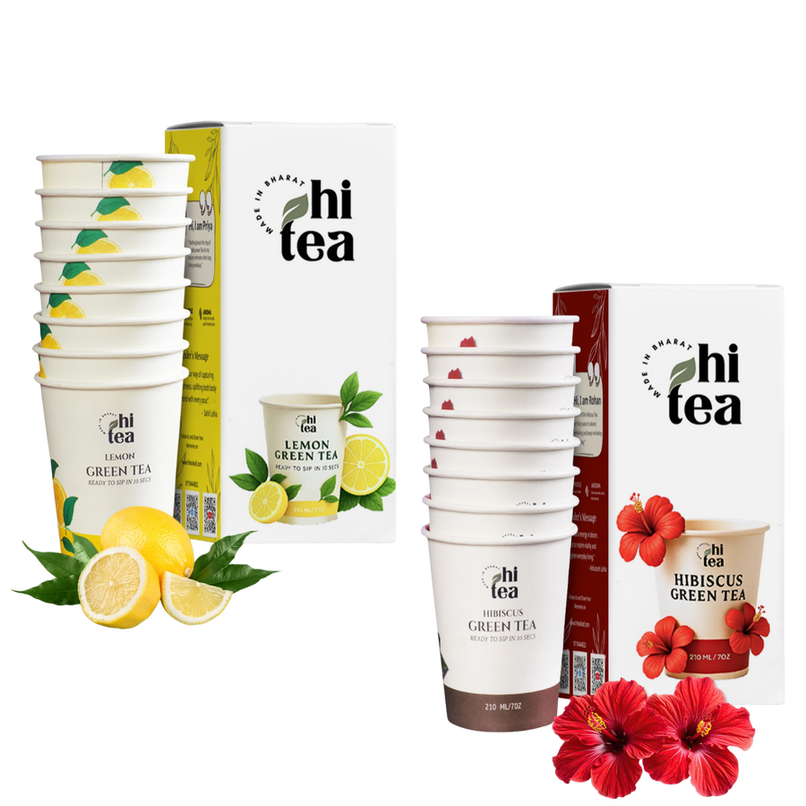 Lemon Green Tea & Hibiscus Green - Pack of 2 (16 Cups )