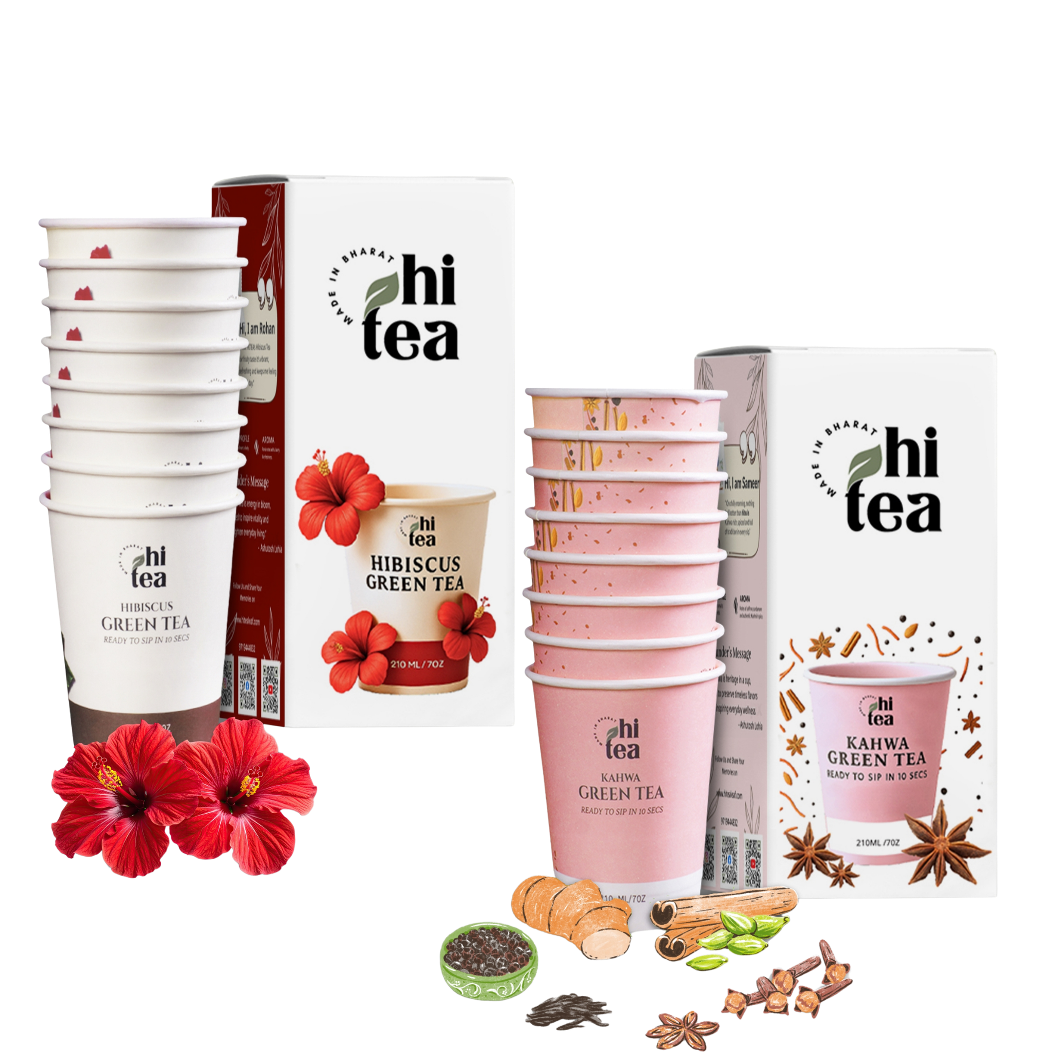 
            Hibiscus Green Tea & Kashmiri Kahwa Green Tea - Pack of 2 (16 Cups)
          