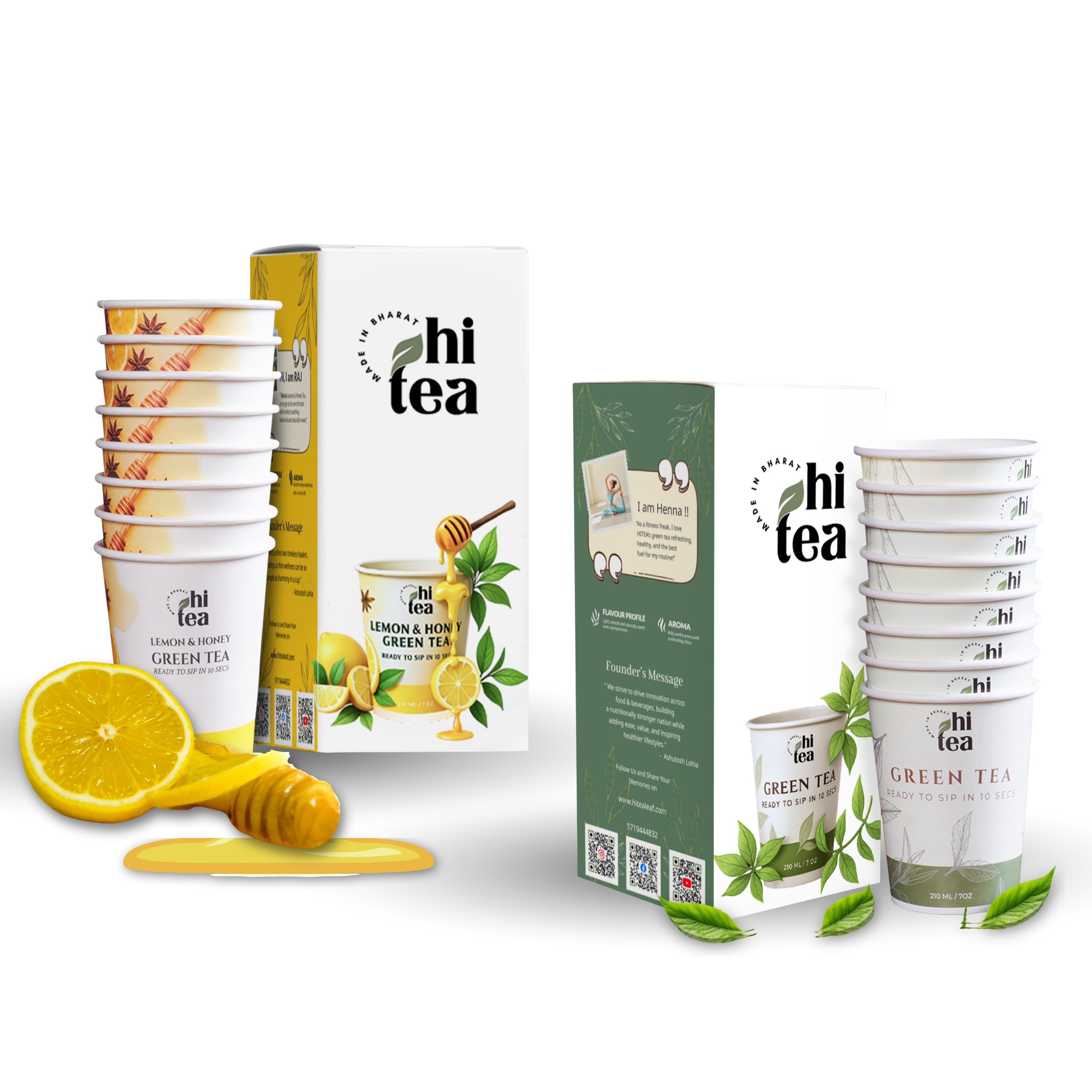 Lemon Honey & Classic Green Tea - Pack of 2 (16 Cups )