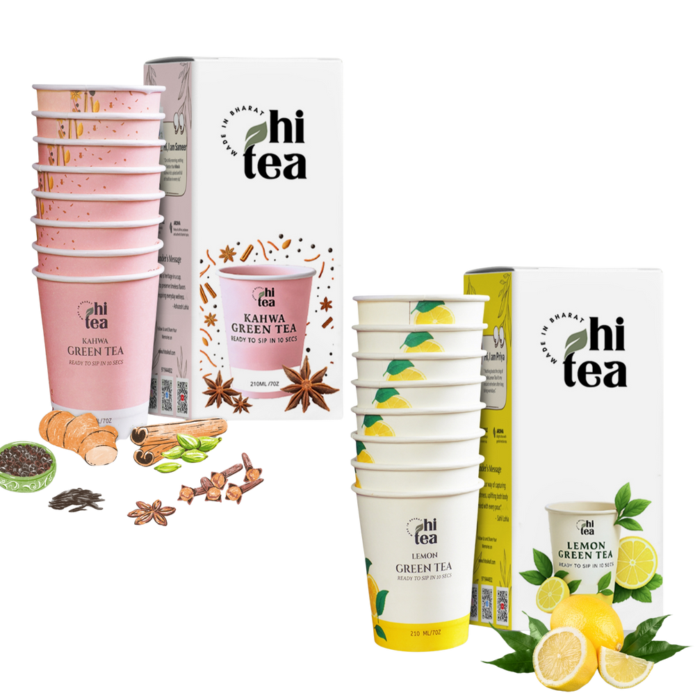 Kahwa Green Tea & Lemon Green Tea - Pack of 2 (16 Cups )