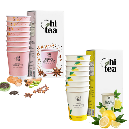 Kahwa Green Tea & Lemon Green Tea - Pack of 2 (16 Cups )