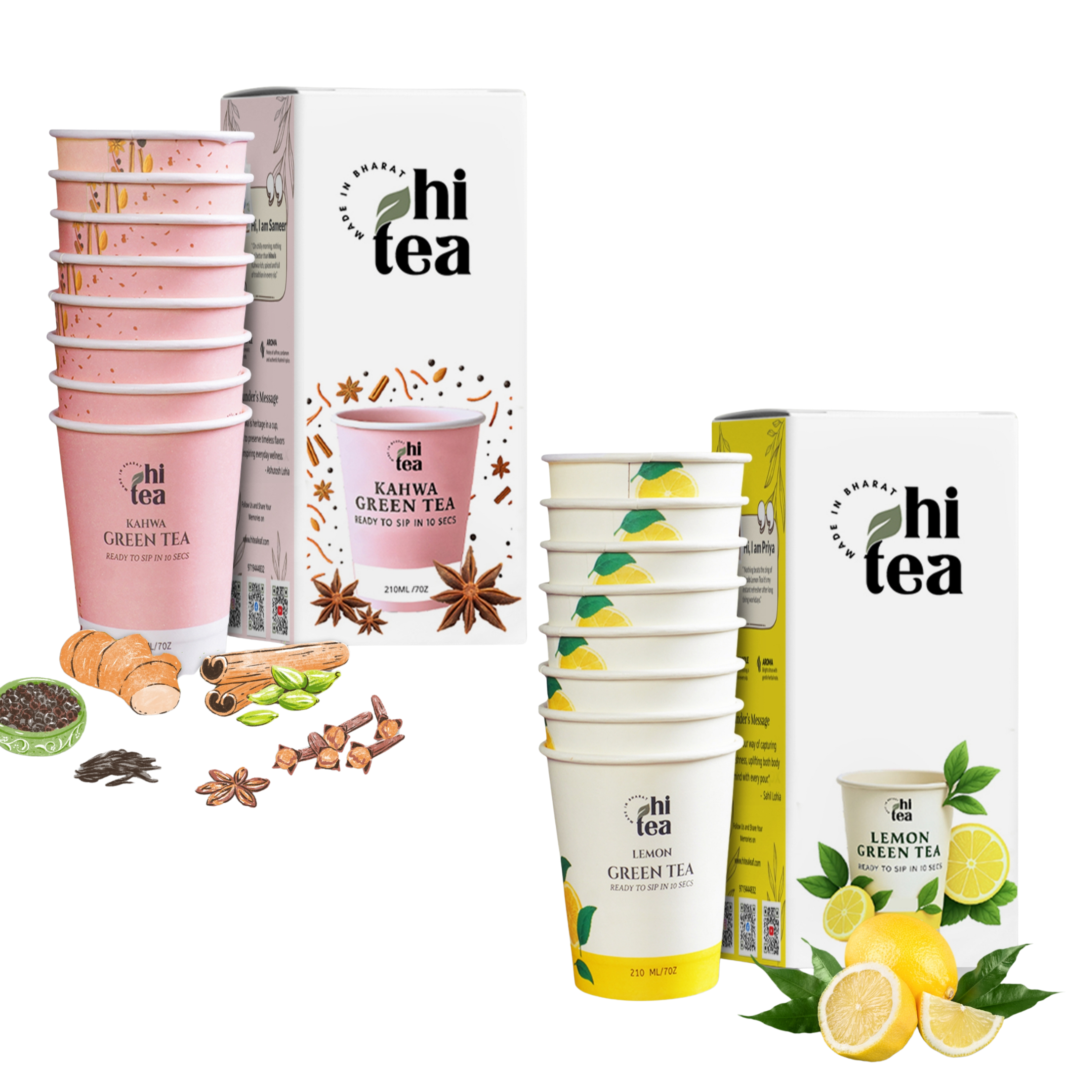 Kahwa Green Tea & Lemon Green Tea - Pack of 2 (16 Cups )