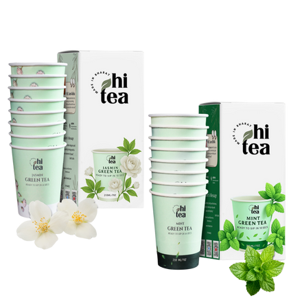 Jasmine Green Tea & Mint Green Tea - Pack of 2 (16 Cups )
