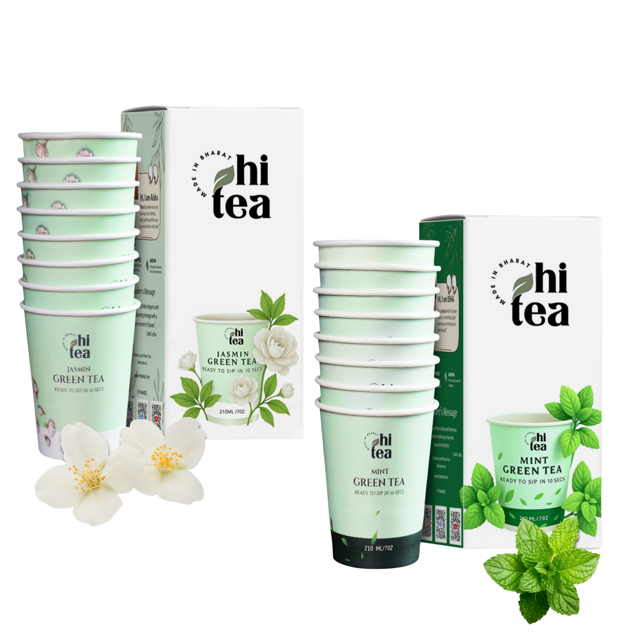 Jasmine Green Tea & Mint Green Tea - Pack of 2 (16 Cups )