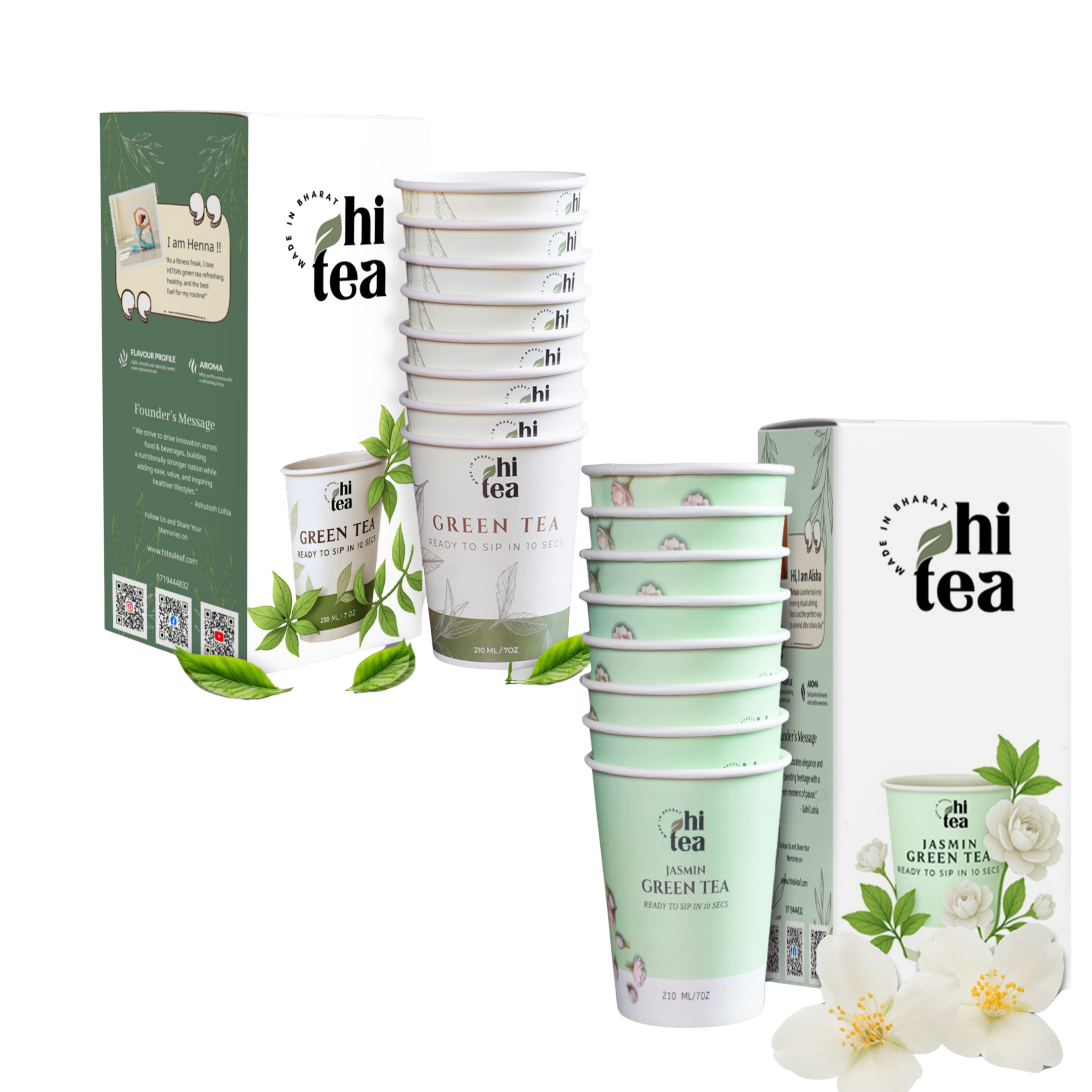 Classic Green Tea & Jasmine Green Tea - Pack of 2 (16 Cups )