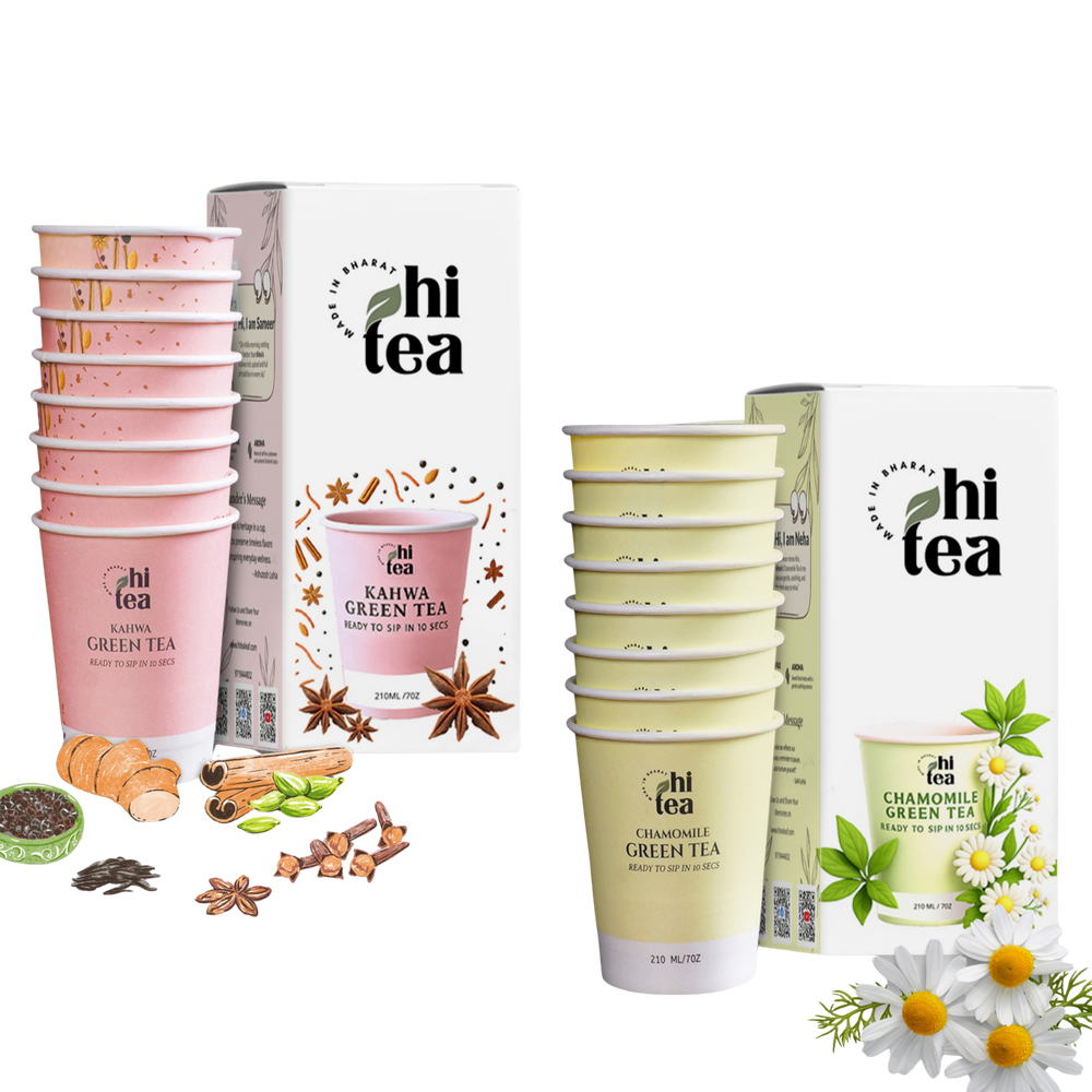 Kahwa Green Tea & Chamomile Green Tea - Pack of 2 (16 Cups )