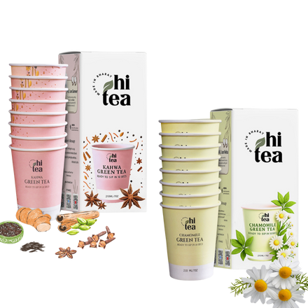 Kahwa Green Tea & Chamomile Green Tea - Pack of 2 (16 Cups )