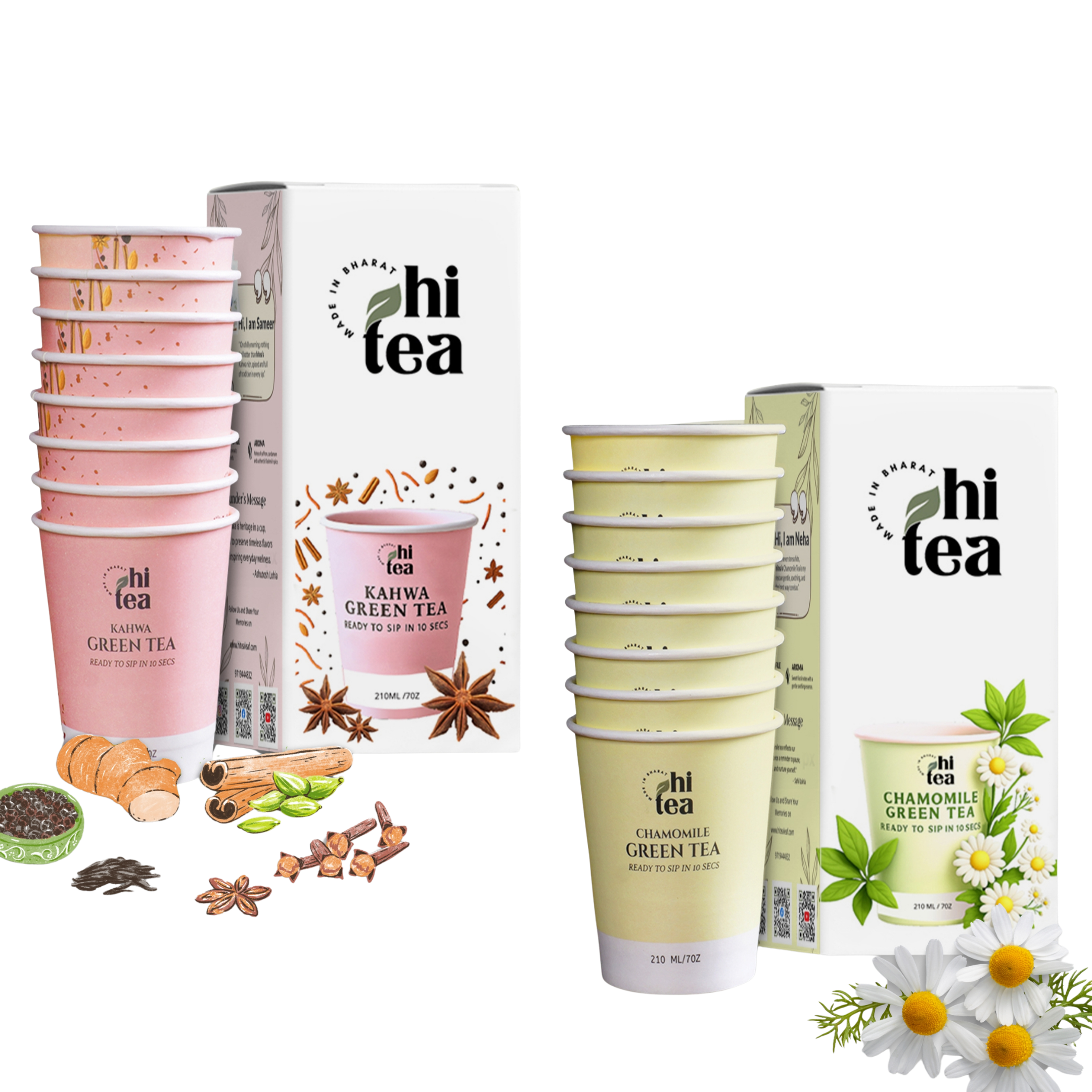 Kahwa Green Tea & Chamomile Green Tea - Pack of 2 (16 Cups )