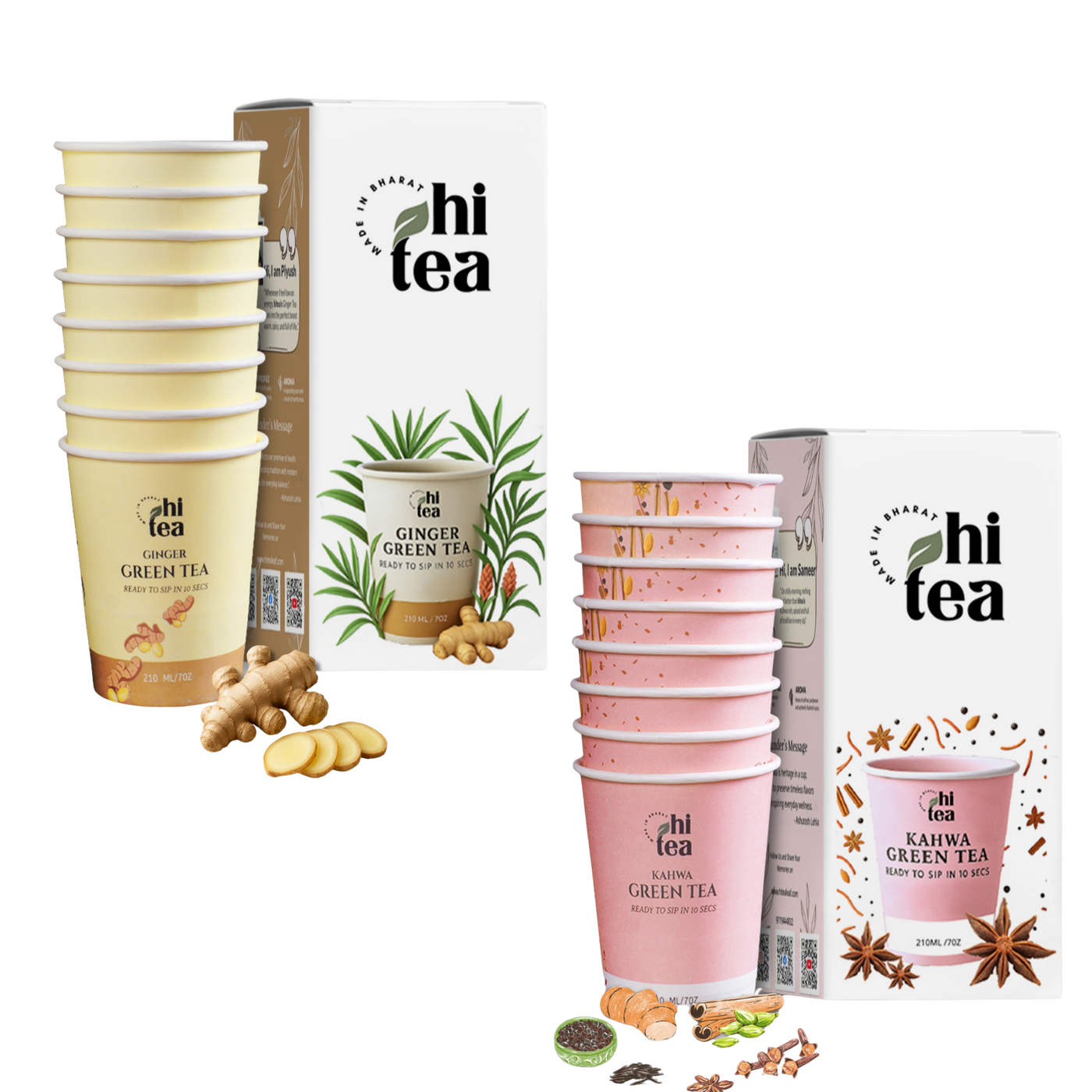 Ginger Green Tea & Kahwa Green Tea - Pack of 2 (16 Cups ) product image