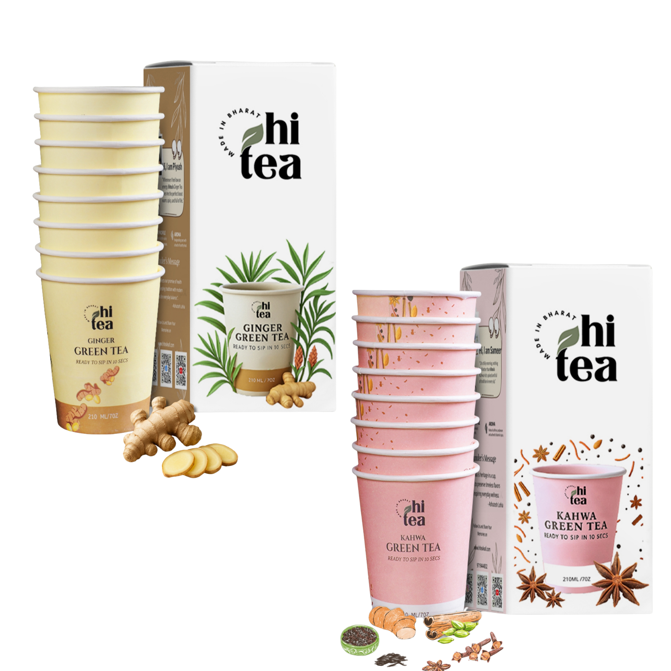 
            Ginger Green Tea & Kahwa Green Tea - Pack of 2 (16 Cups )
          
