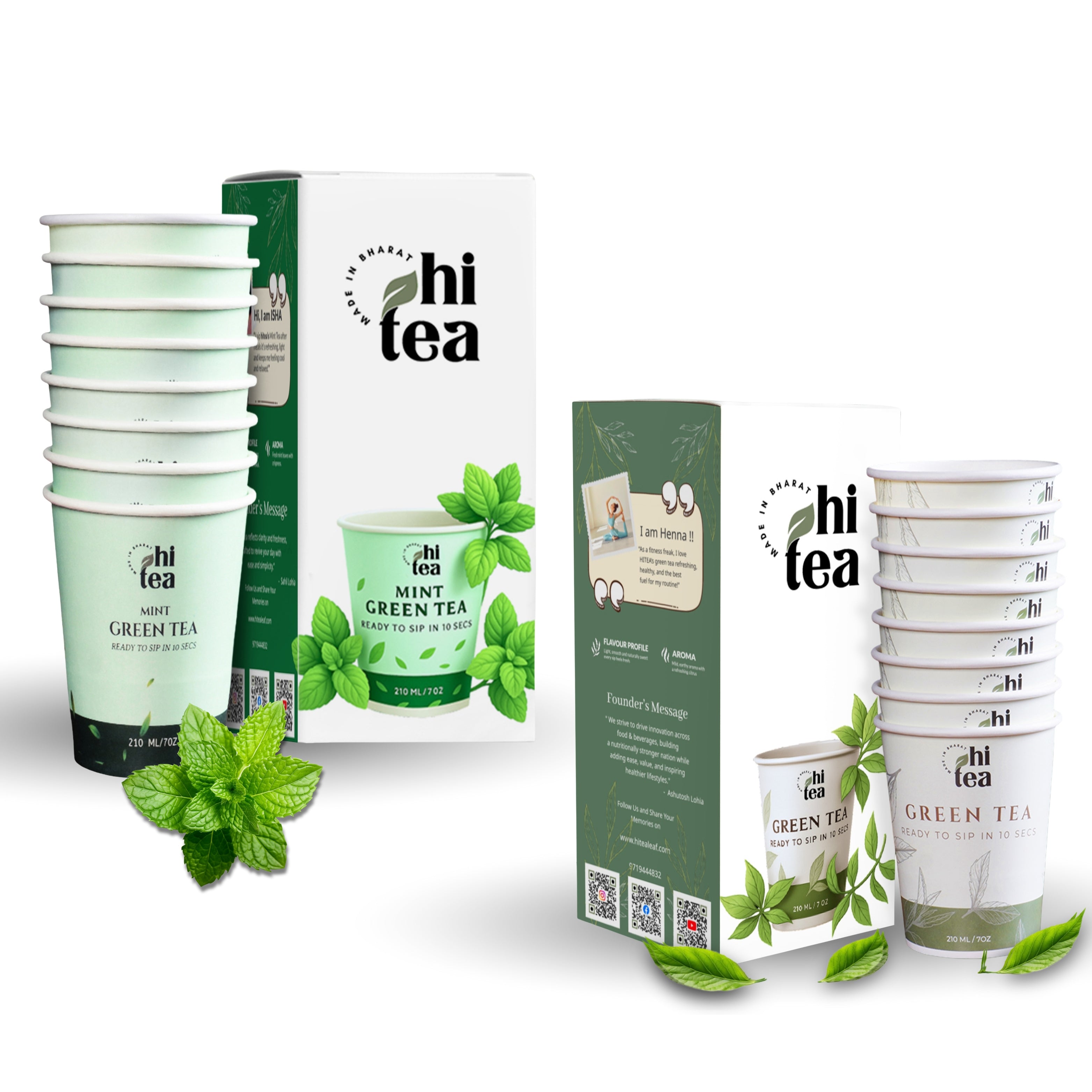 Mint Green Tea & Classic Green Tea - Pack of 2 (16 Cups )