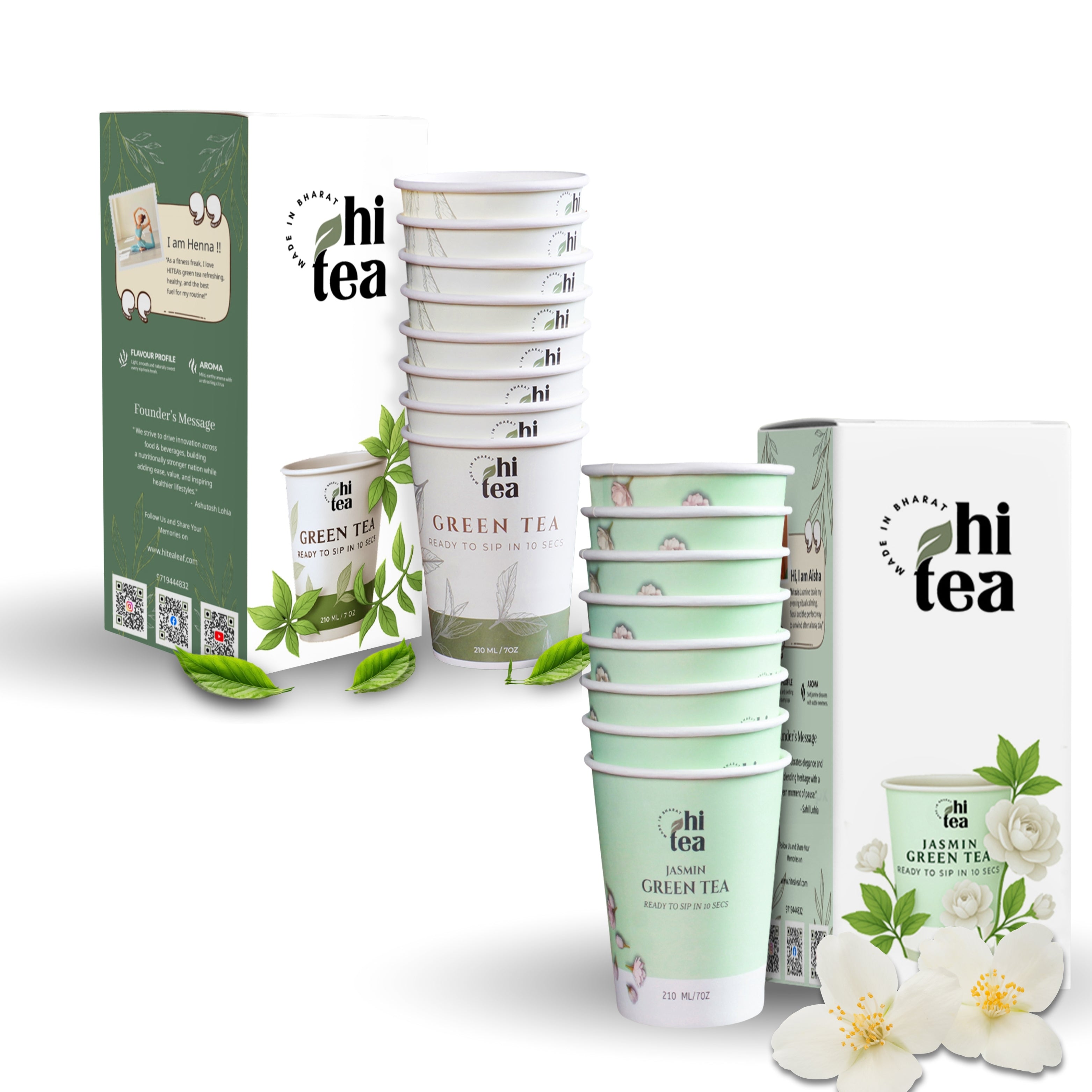 Classic Green Tea & Jasmine Green Tea - Pack of 2 (16 Cups )