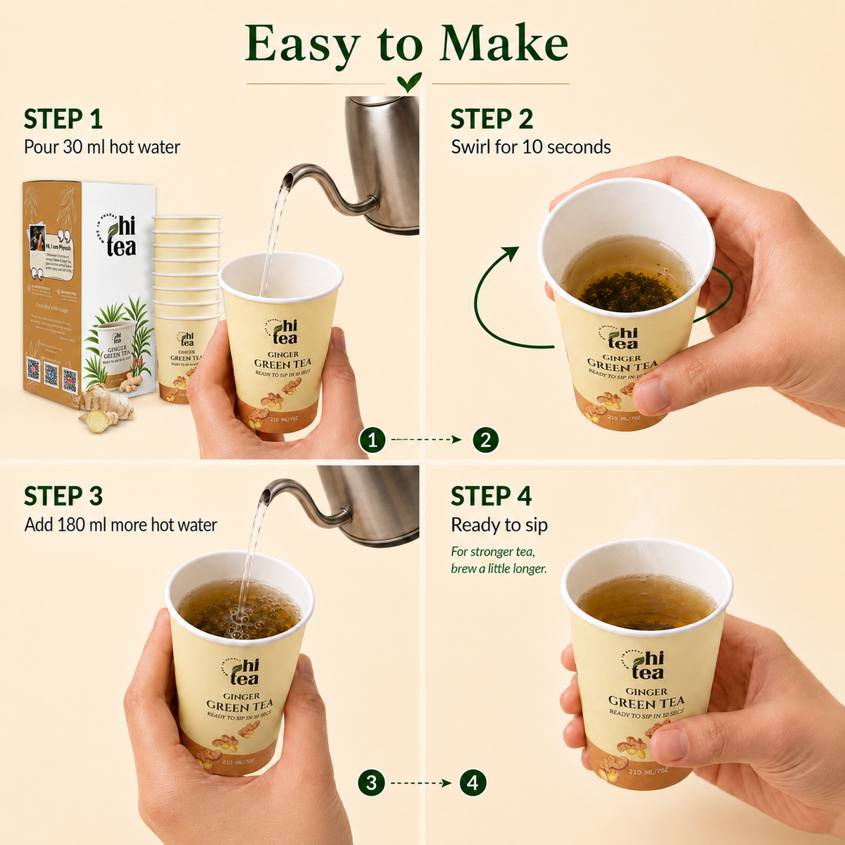 Ginger Green Tea Instant Cups