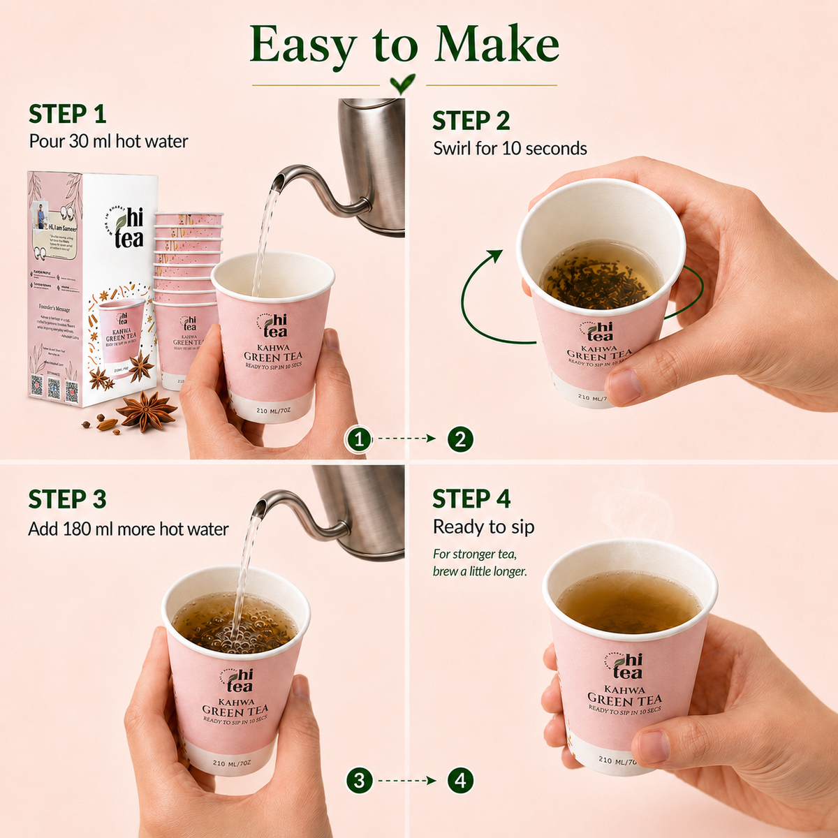 Kahwa Green Tea Instant Cups