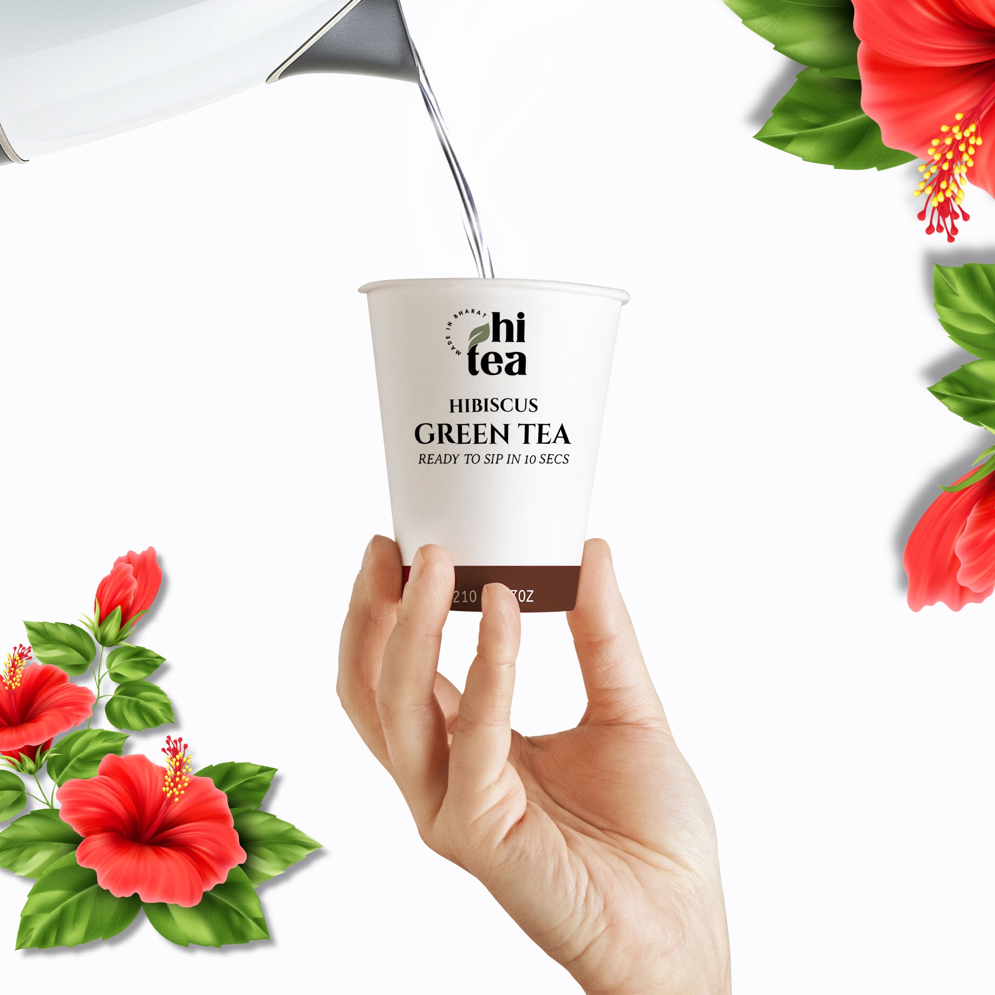 Hibiscus Green Tea | 8 Instant Cups – Just Add Hot Water