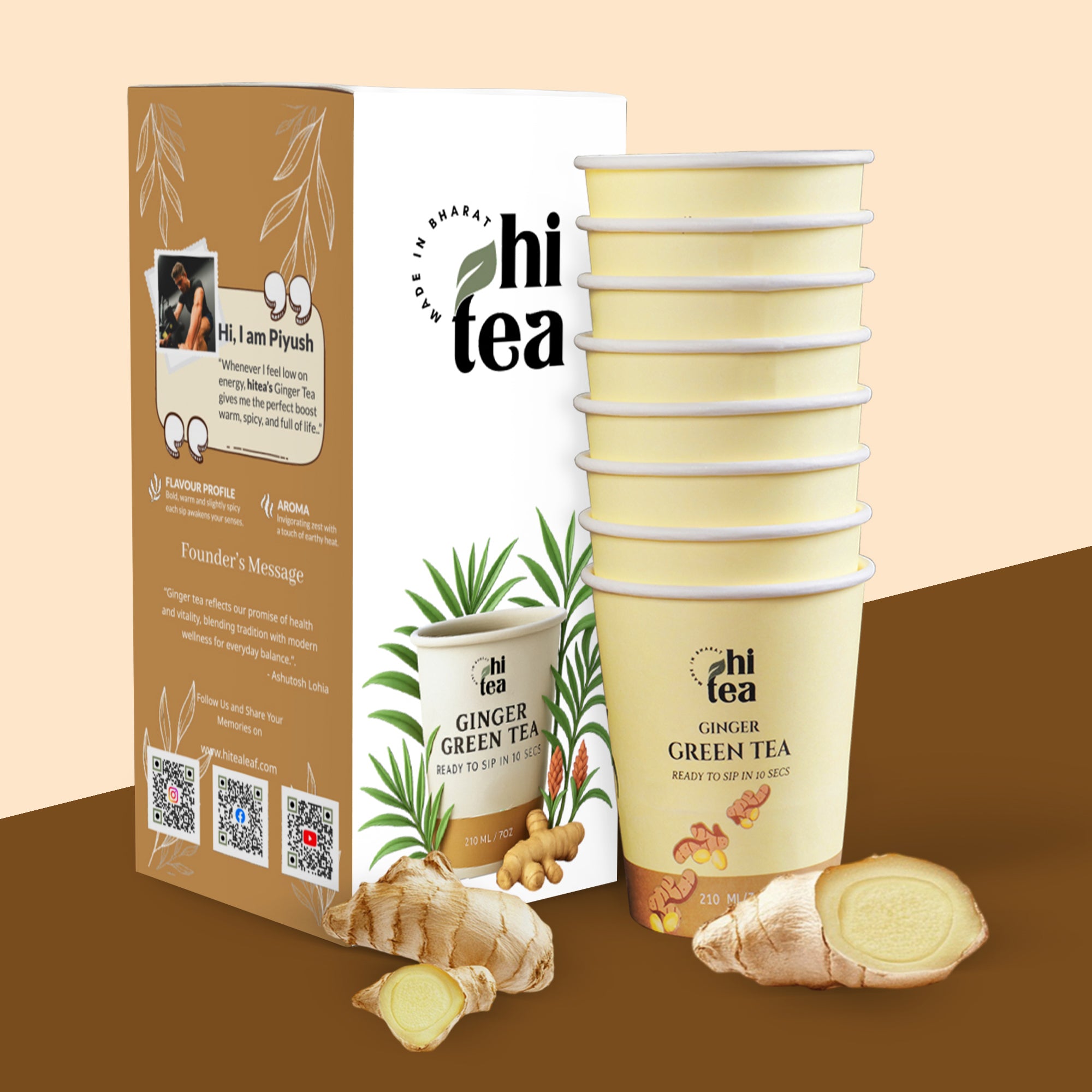 Ginger Green Tea | 8 Instant Cups – Just Add Hot Water
