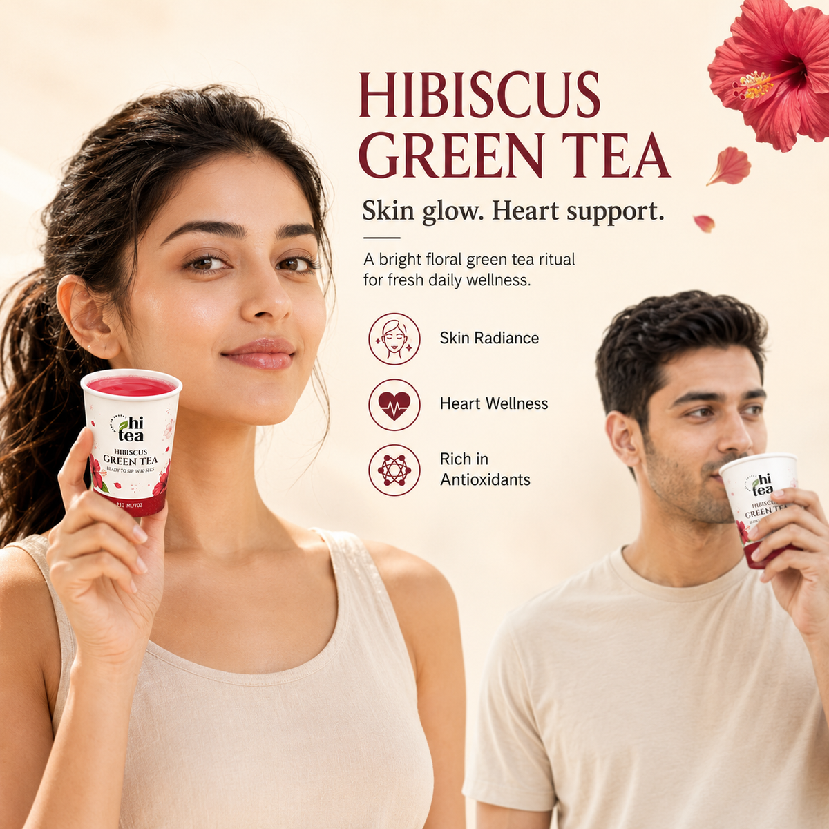 Hibiscus Green Tea Instant Cups